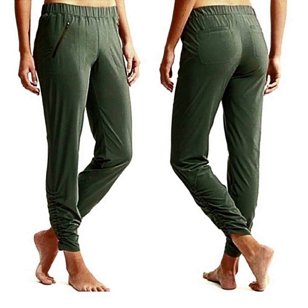 Athleta Aspire Cinch Ankle Pants Sz 8 Olive Green Stretch